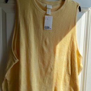 H&M Yellow Soft Terry Top with Side Slits XL, matching shorts also listed.